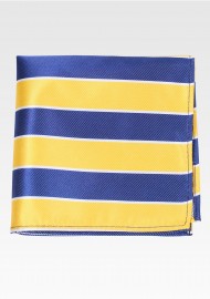 Navy and Golden Yellow Striped Pocket Square
