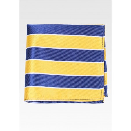Navy and Golden Yellow Striped Pocket Square