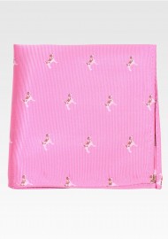 Pink Pocket Square with Embroidered Dogs