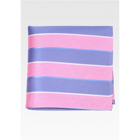 Preppy Pocket Square in Pink and Blue Stripe