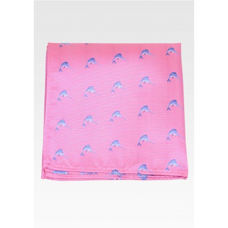 Pink Pocket Square with Sailfish