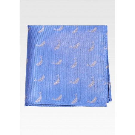 Blue Pocket Square with Whales