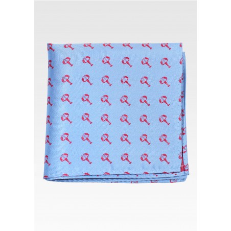 Light Blue Pocket Square with Tiny Lobsters