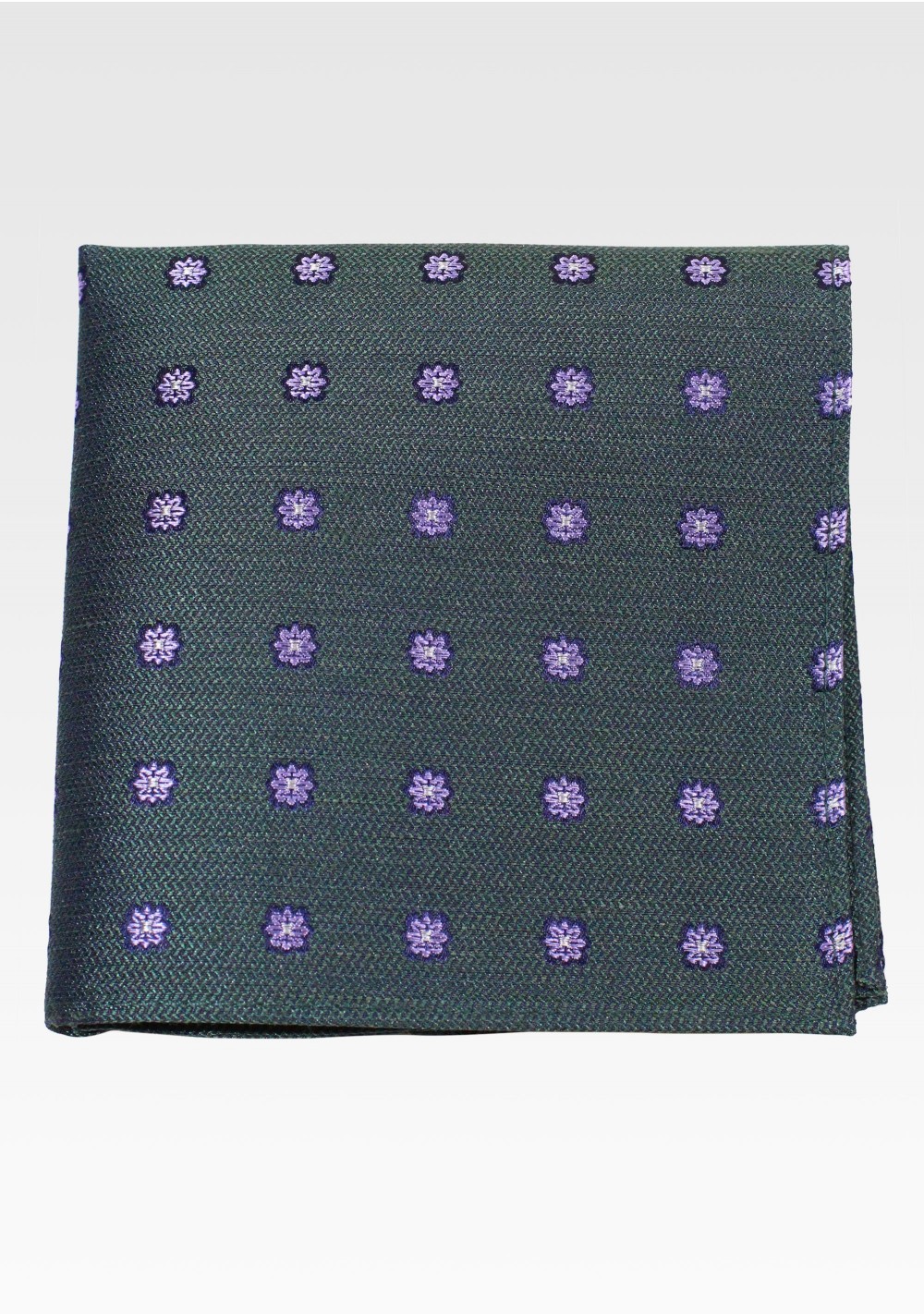 Pine Green Pocket Square with Tiny Florals