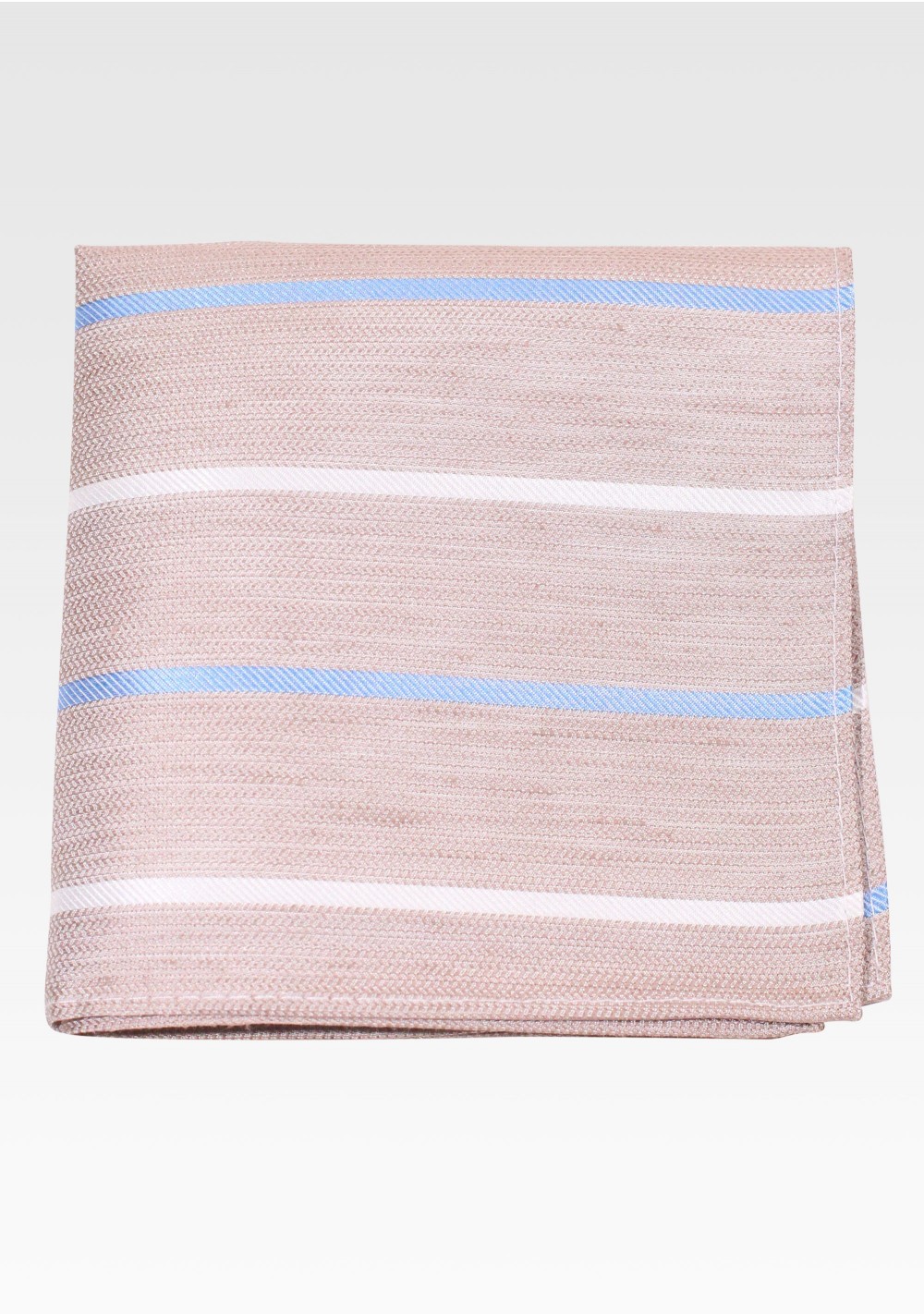 Wheat Color Linen Silk Pocket Square with Stripes