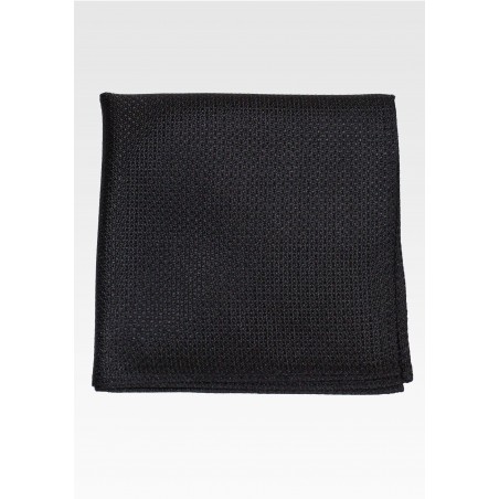 Black Pique Woven Silk Pocket Square