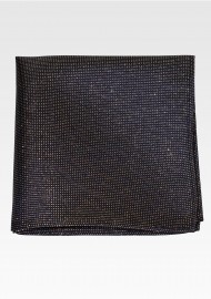 Black and Silver Glitter Pocket Square in Silk