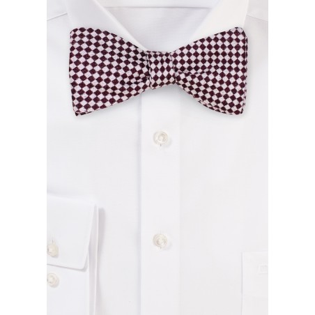 Micro Check Bowtie in Burgundy and Silver