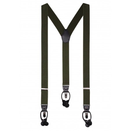 Elastic Band Suspenders in Dark Olive
