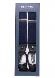 Navy Check Elastic Band Suspenders in Gift Box