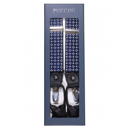 Designer Suspenders in Navy and Silver in Gift Box