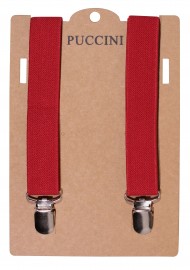 Elastic Band Suspender in Solid Burgundy Packaging