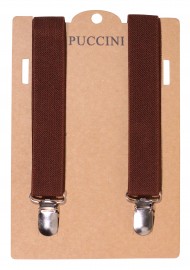 Elastic Band Suspender in Walnut Brown Packaging