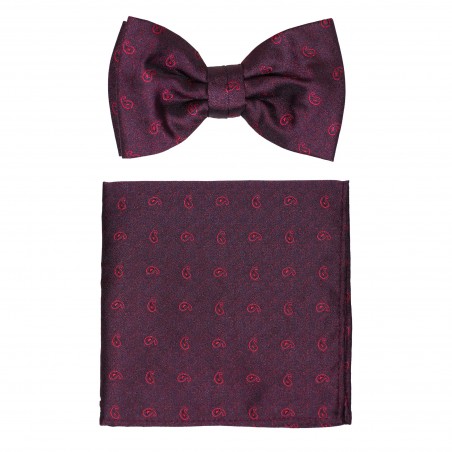 Wine Red Polka Dotted Bowtie Set