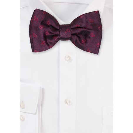 Wine Red Polka Dotted Bowtie