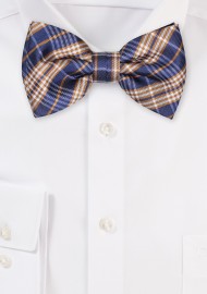 Navy and Gold Checkered Bowtie