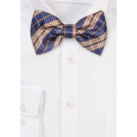 Navy and Gold Checkered Bowtie