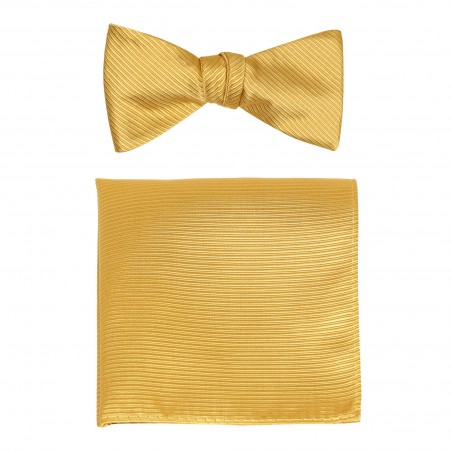 Golden Bowtie Set in Ribbed Texture