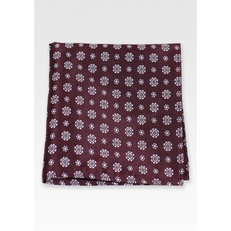 Pocket Square in Rosewood Floral Pattern