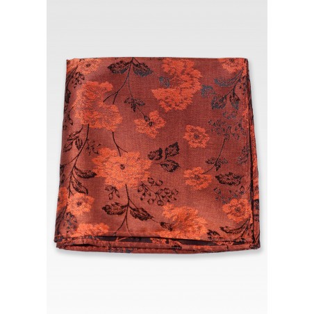 Rust Colored Floral Pocket Square