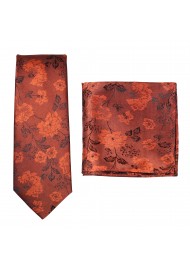 Rust Colored Floral Tie Set