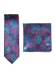 Violet and Teal Floral Tie Set