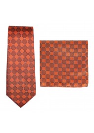 Checkered Tie Set in Burnt Orange