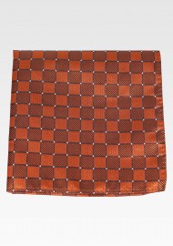 Checkered Pocket Square in Burnt Orange