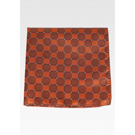 Checkered Pocket Square in Burnt Orange