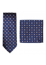 Navy Floral Foulard Tie Set