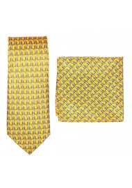Giraffe Print Tie and Pocket Square Set