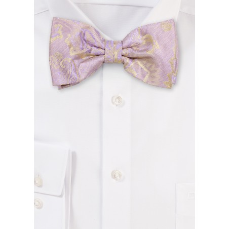 Lavender and Gold Floral Bow Tie