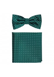 Micro Polka Dot Bow Tie Set in Holly Green