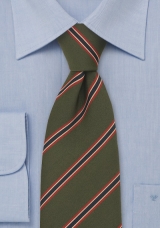 olive green striped tie