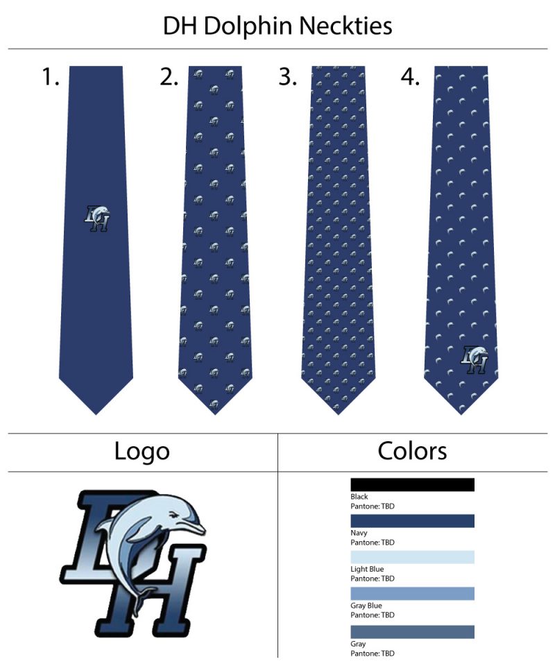 Dolphin logo neckties custom
