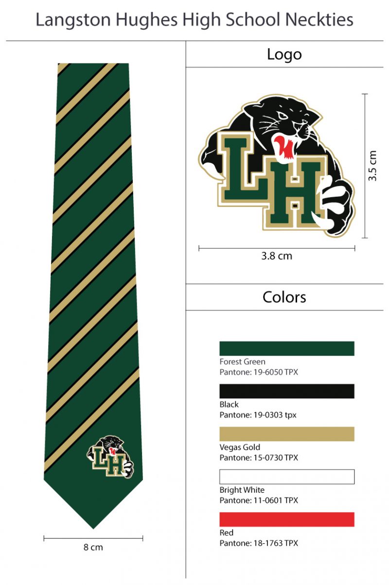 custom green and gold logo necktie designs